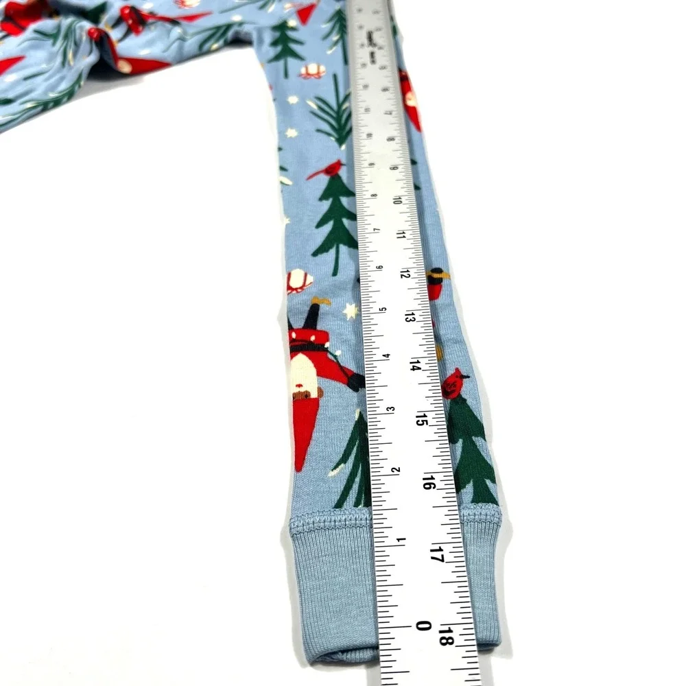Hanna Andersson Holiday Harvest Gnomes Pajamas Set Blue Organic Cotton Kids 6-7